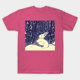 Christmas Snow Rabbit Beautiful Bunny of Mini Rex T-Shirt